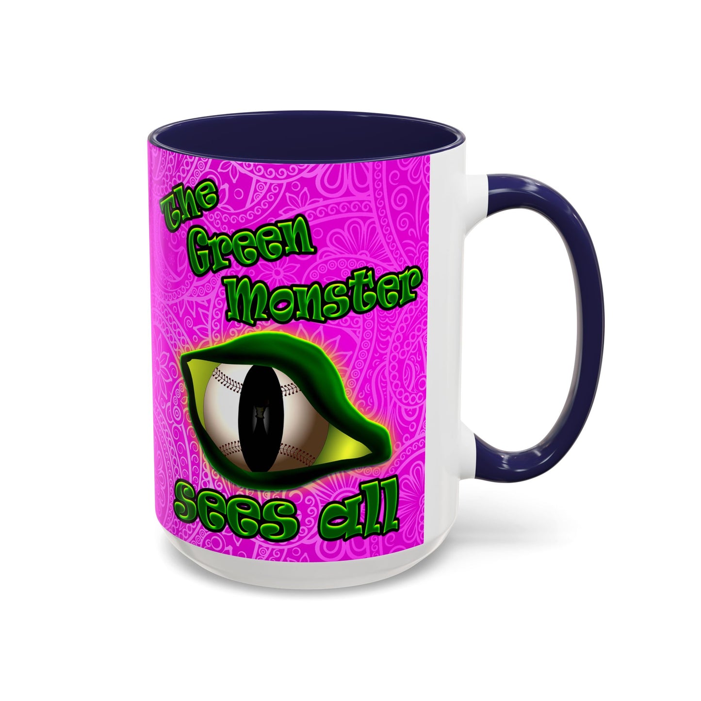 green monster - Accent Mug (pink swirl)