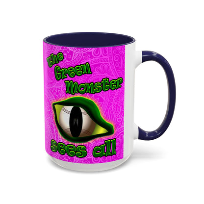 green monster - Accent Mug (pink swirl)