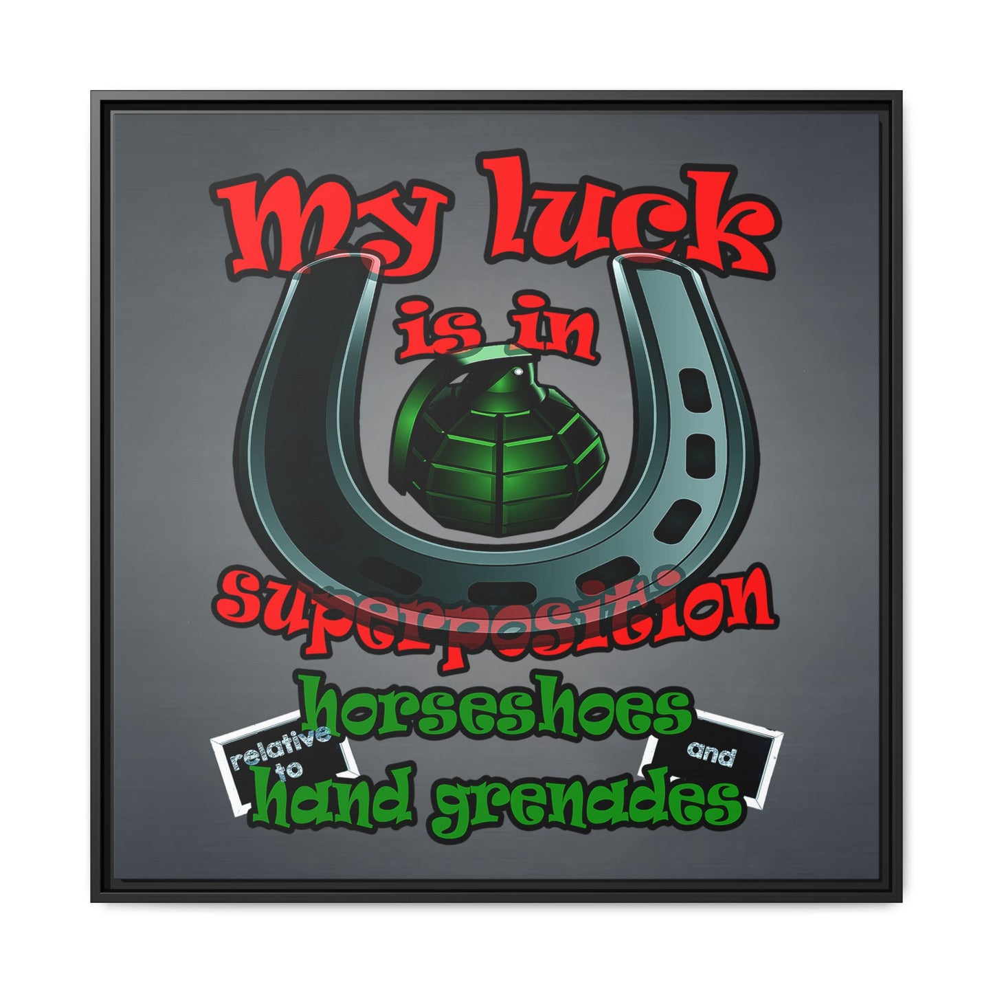 my luck - framed canvas art (grey-light grey)