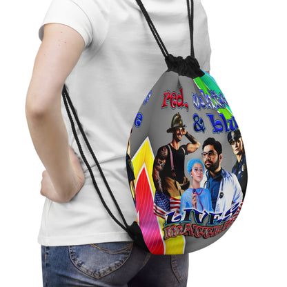 rw&b lives matter - Drawstring Bag (rainbow split)