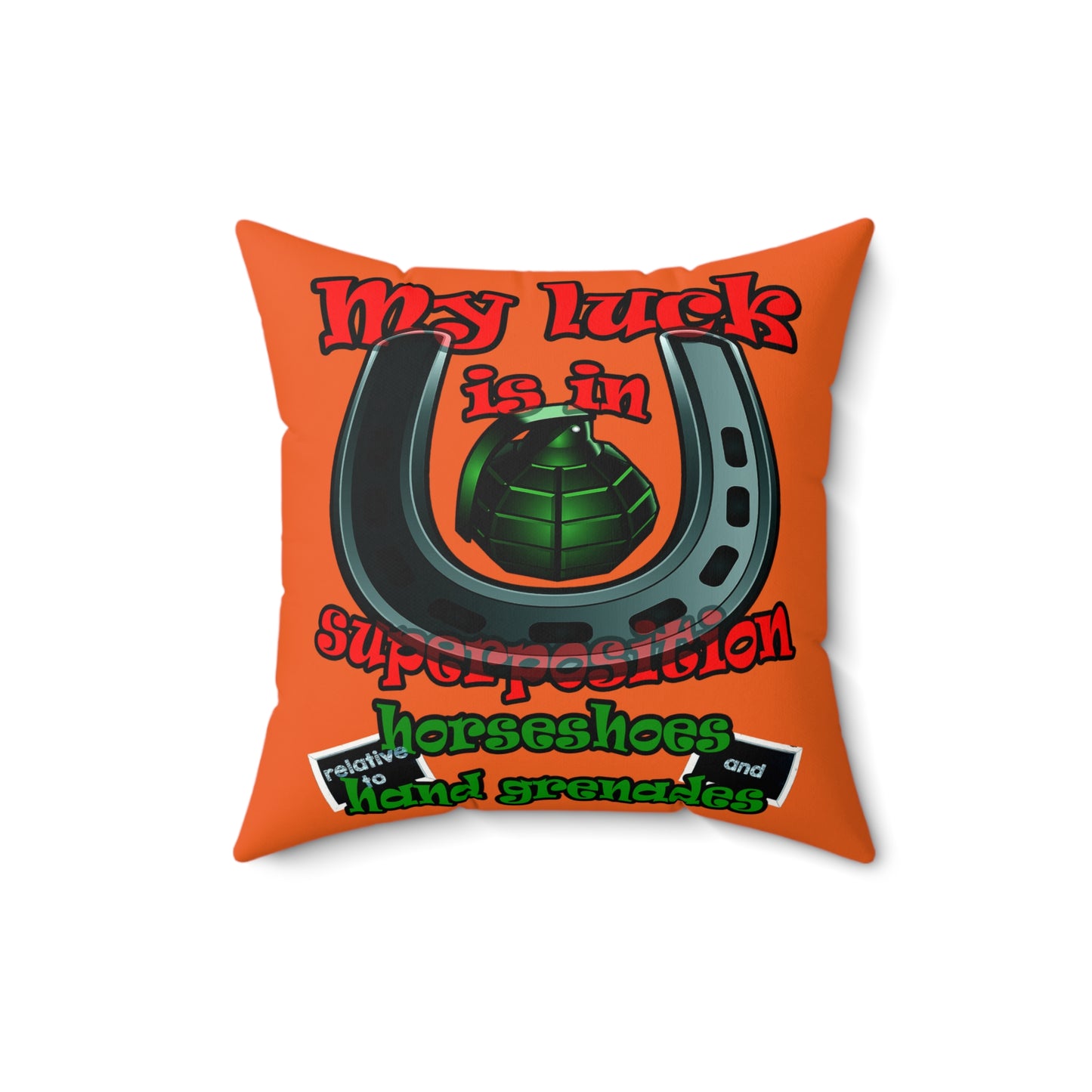 my luck - Faux Suede Square Pillow - (orange)