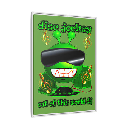 disc jockey - framed canvas art (green)