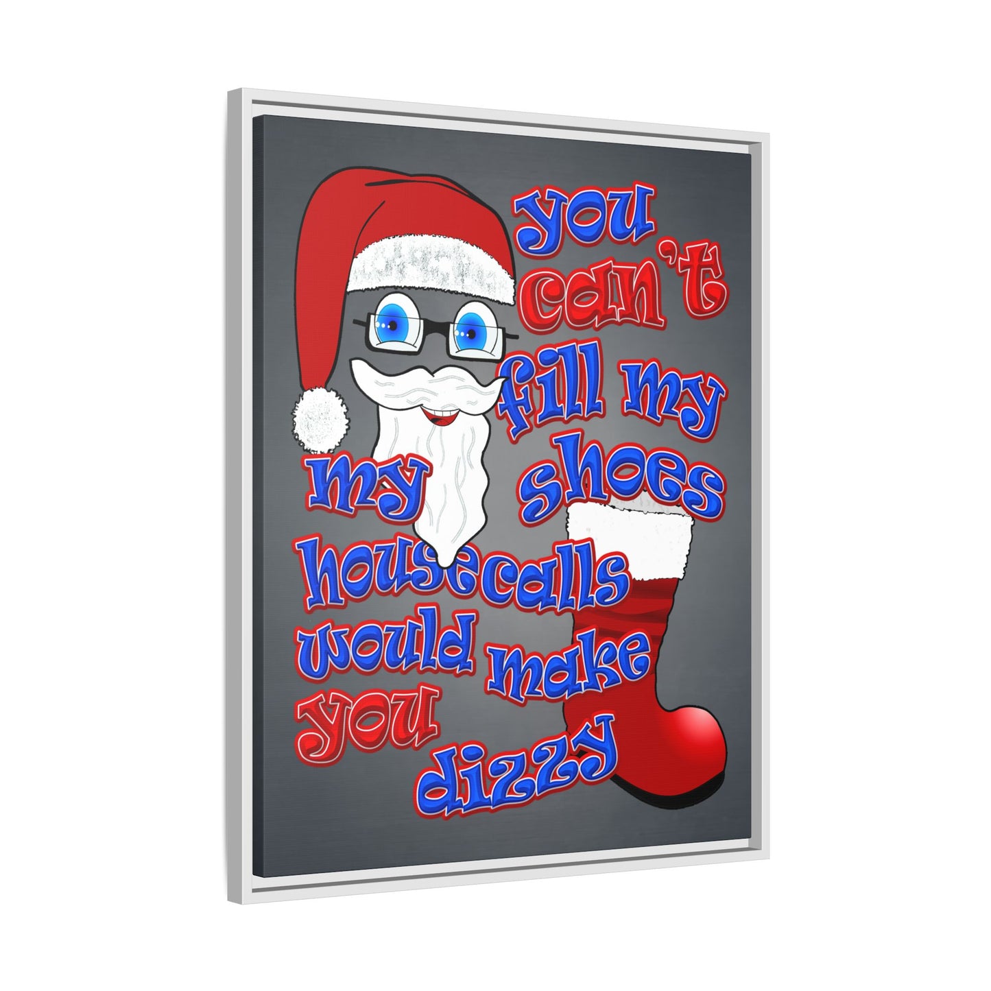 santa's shoes - framed canvas art (grey-light grey)