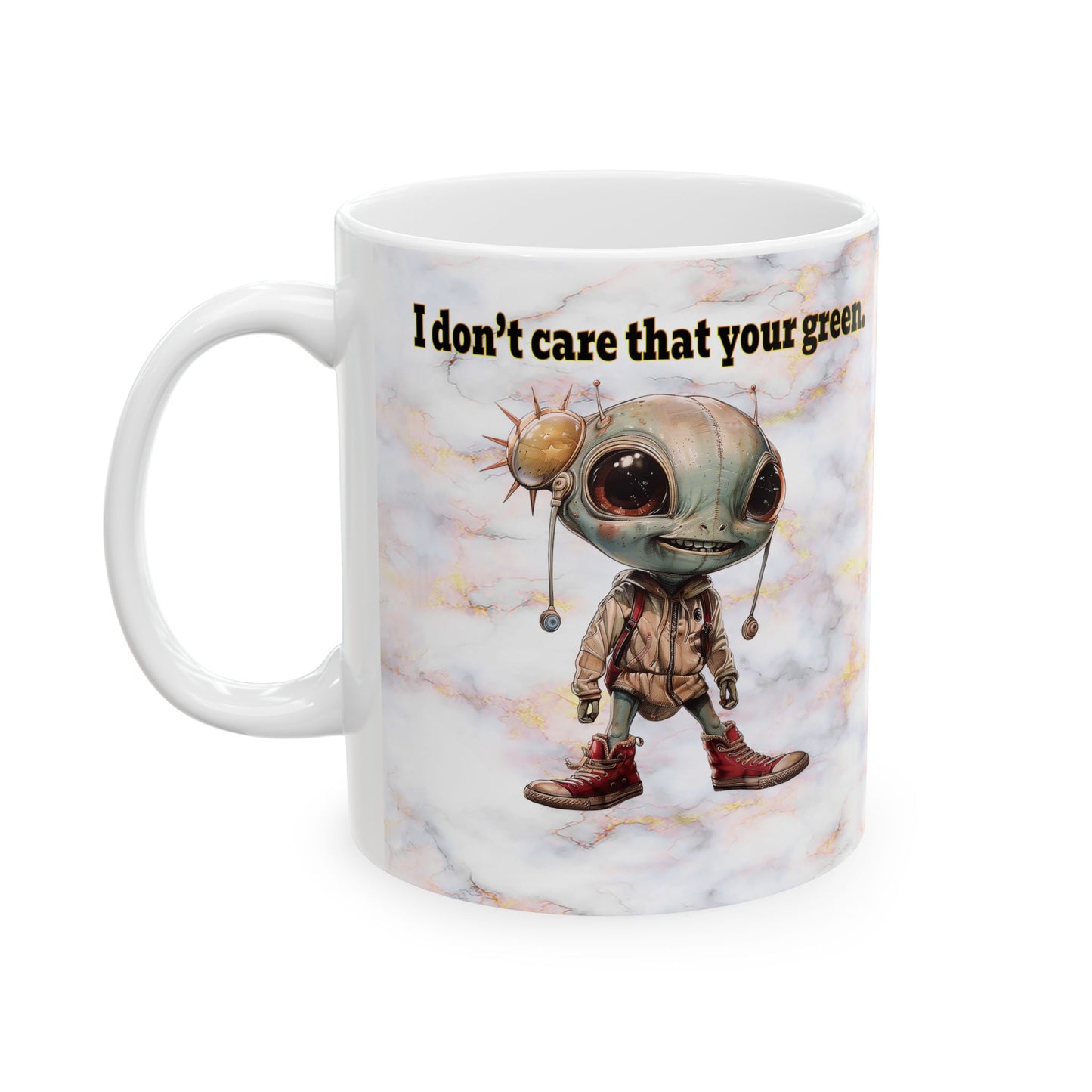 I don't care that your grey - White Mug (white marble)