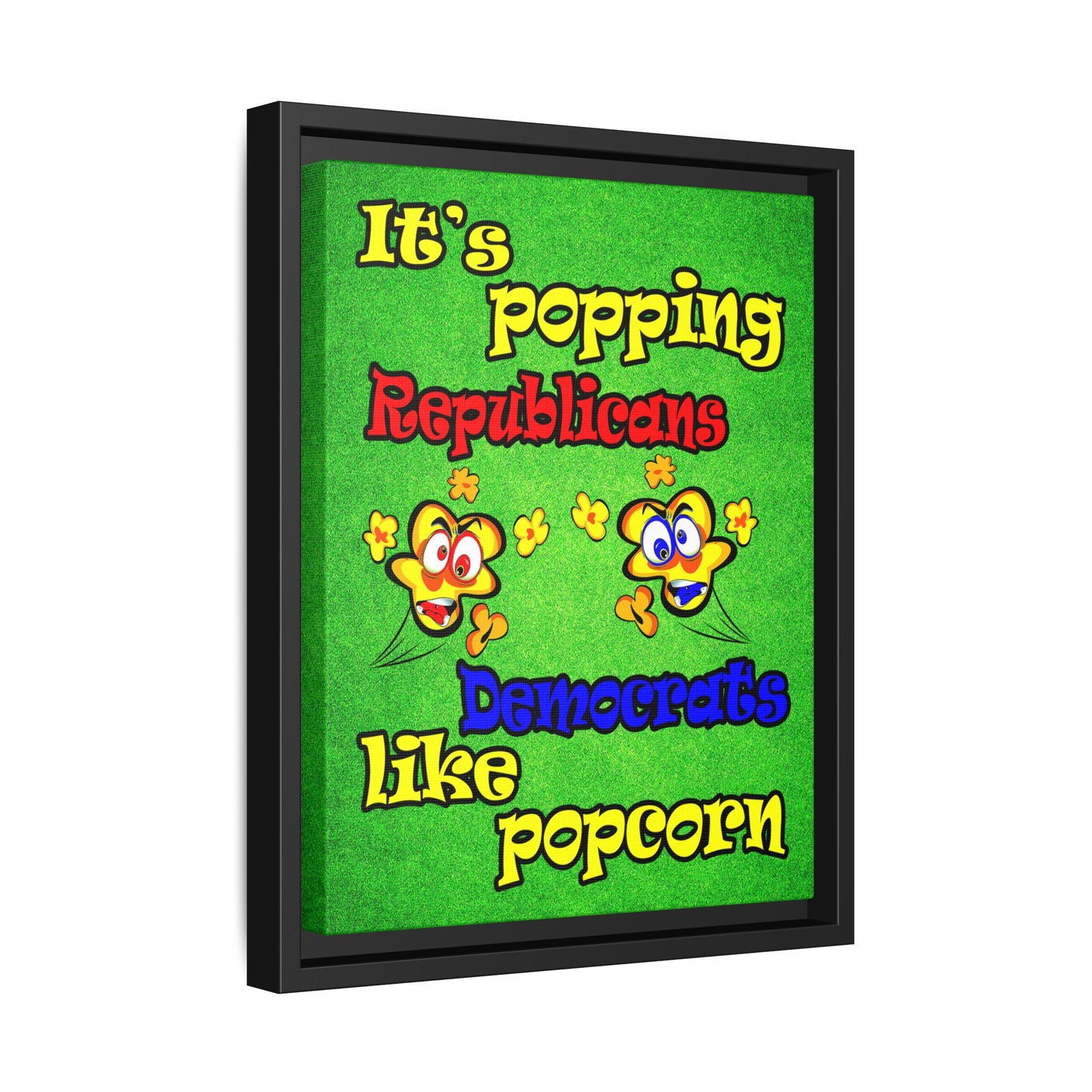 popping like popcorn - framed canvas art (green turf)