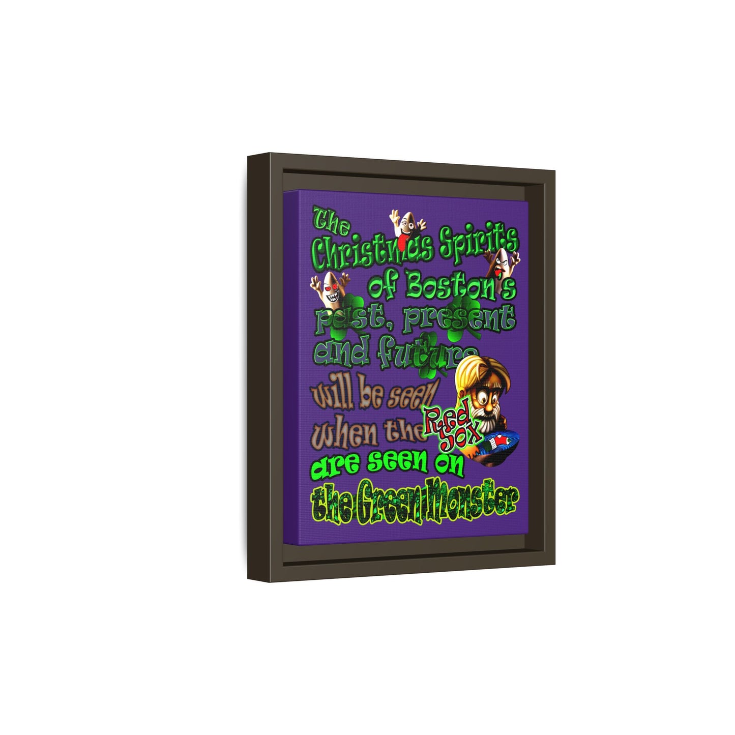 christmas spirits of boston - framed canvas art (purple)