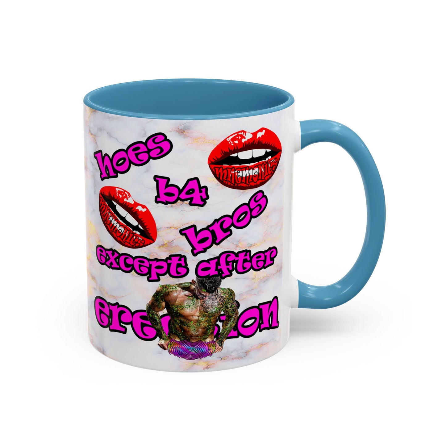 hoes b4 bros - Accent Mug (white marble)