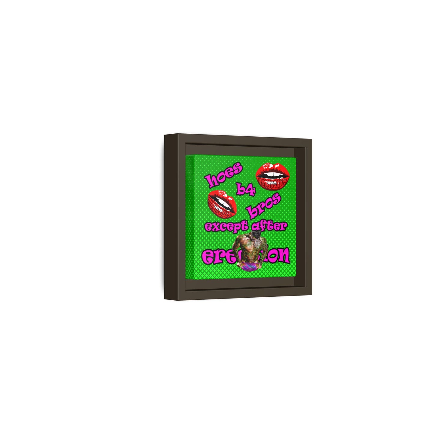 hoes b4 bros - framed canvas art (logo green)