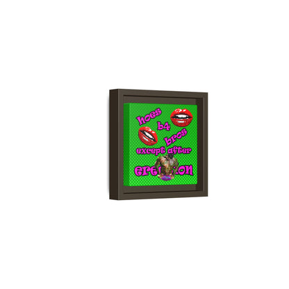 hoes b4 bros - framed canvas art (logo green)