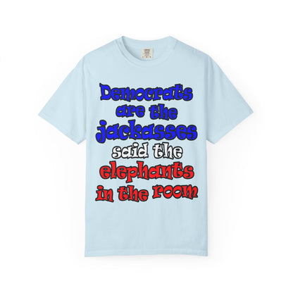 donkeys and elephants - Unisex Garment-Dyed T-shirt