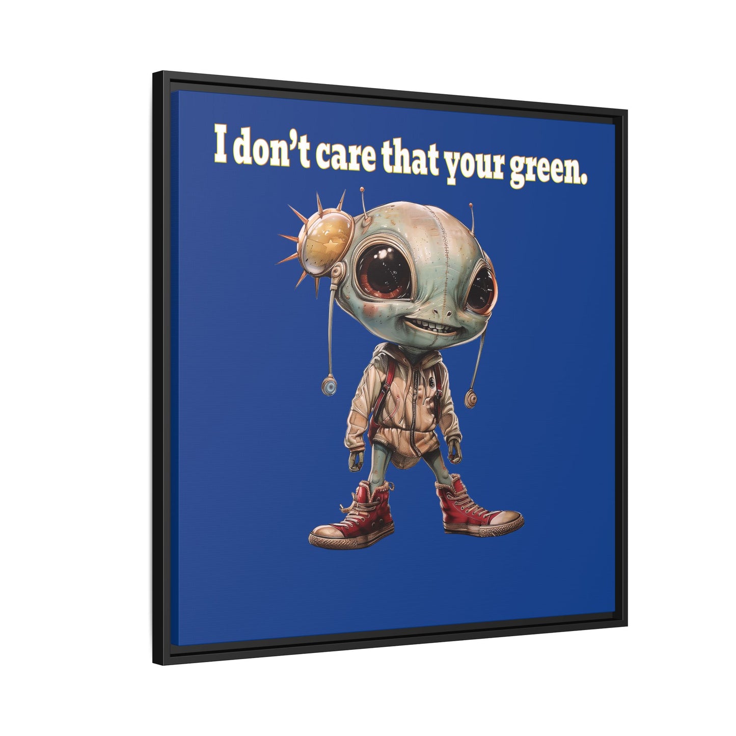 I don't care that your green - framed canvas art (dark blue)