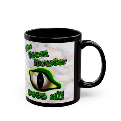green monster - Black Mug (white marble)