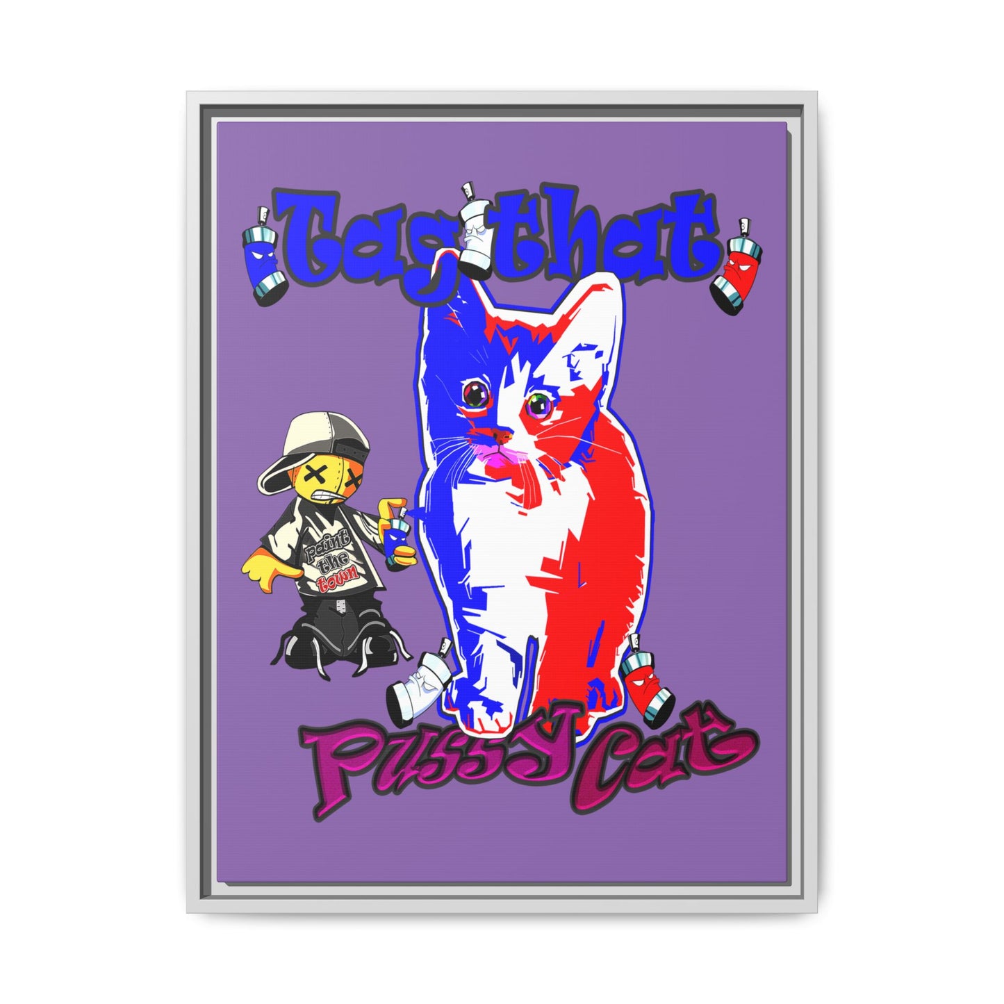 tag that - framed canvas art (light purple)