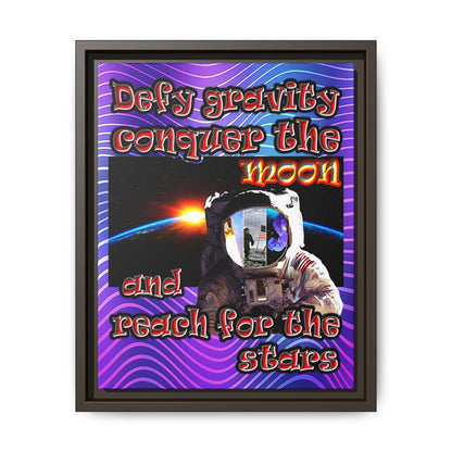 defy conquer reach - framed canvas art (purple wave)