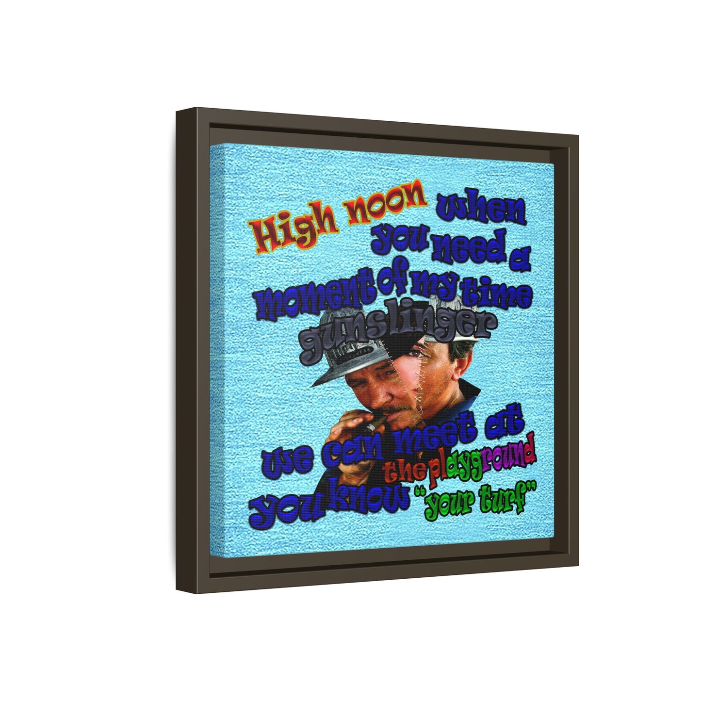 high noon - framed canvas art (faded blue)