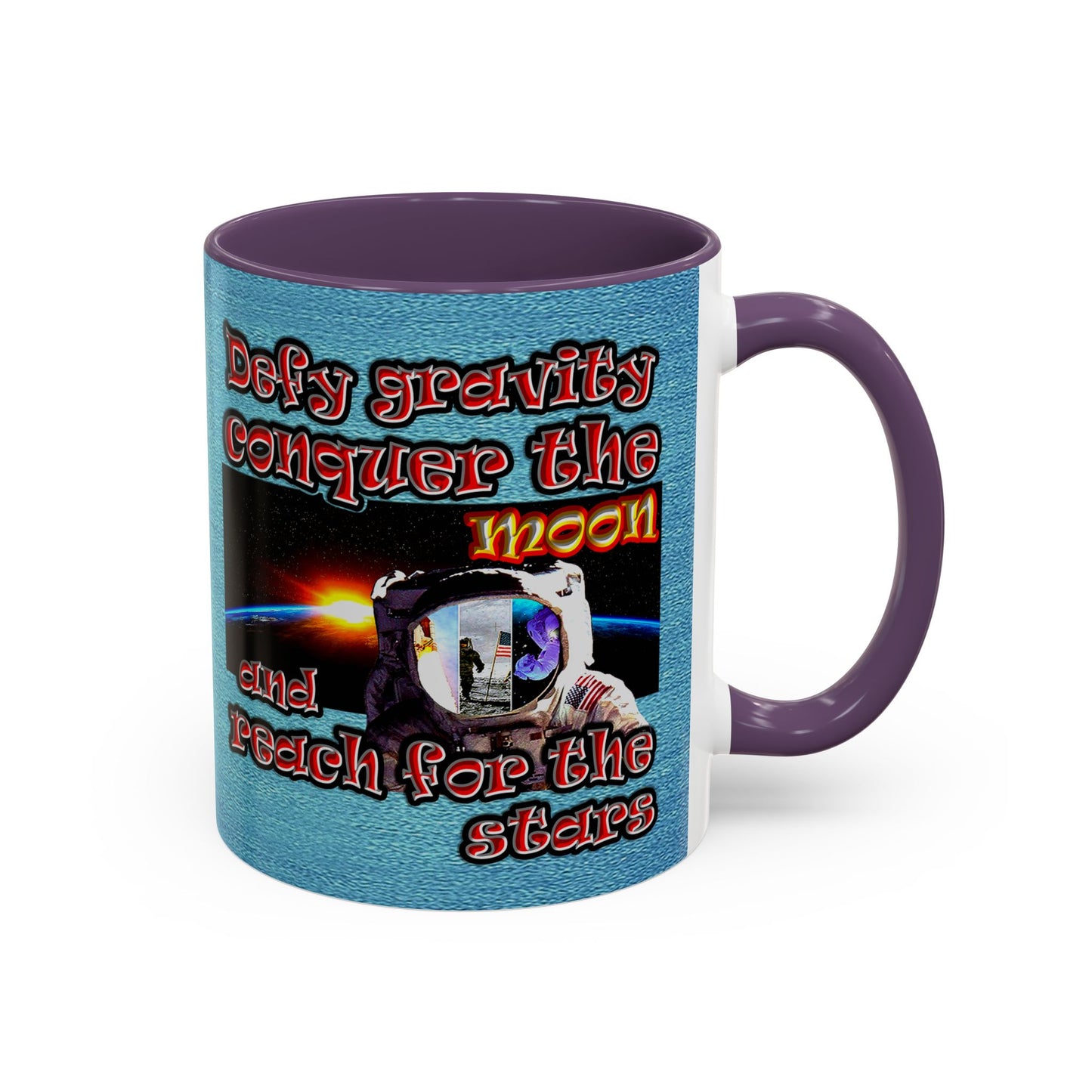 defy conquer reach - Accent Mug (faded blue)