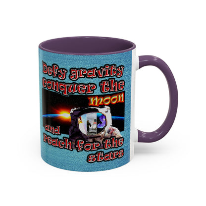 defy conquer reach - Accent Mug (faded blue)