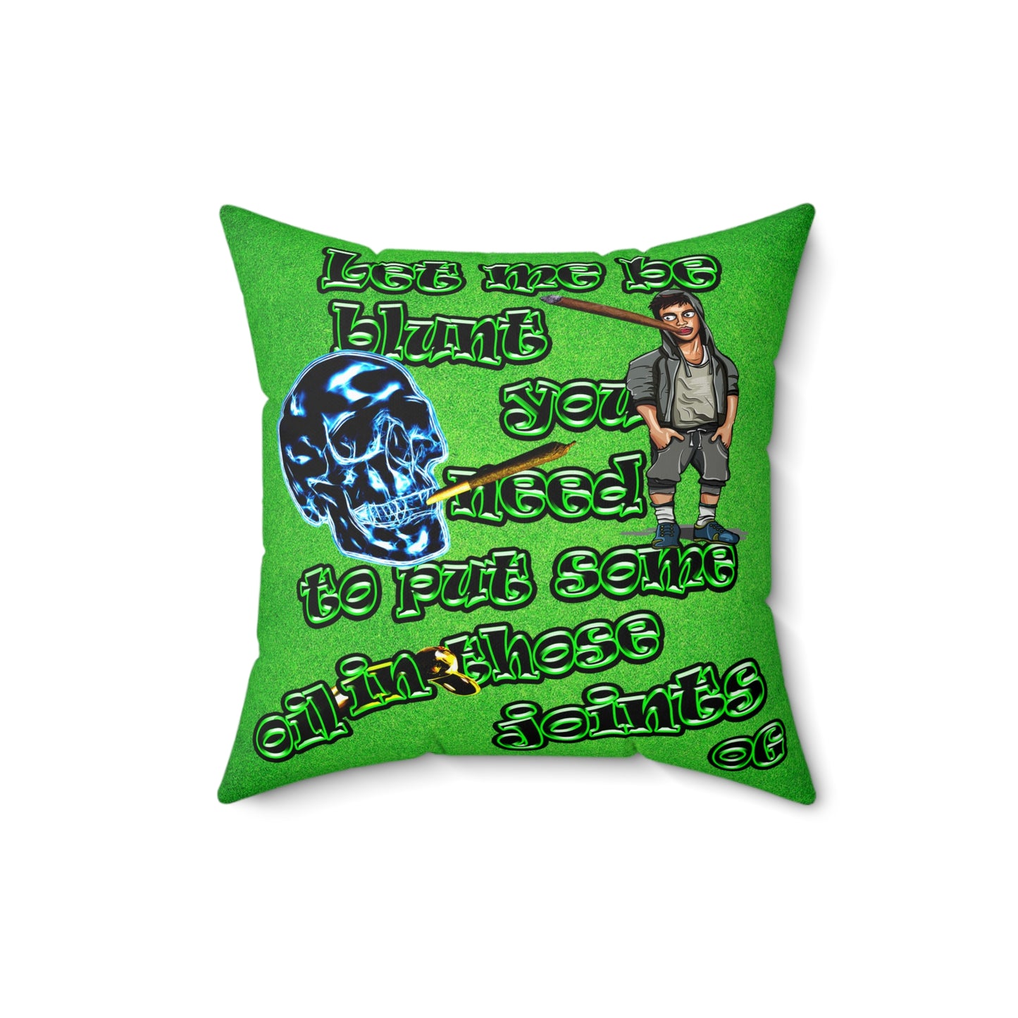 og - Spun Polyester Square Pillow - (green turf)