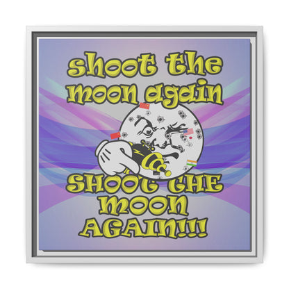 shoot the moon again - framed canvas art (light blue-pink wave)