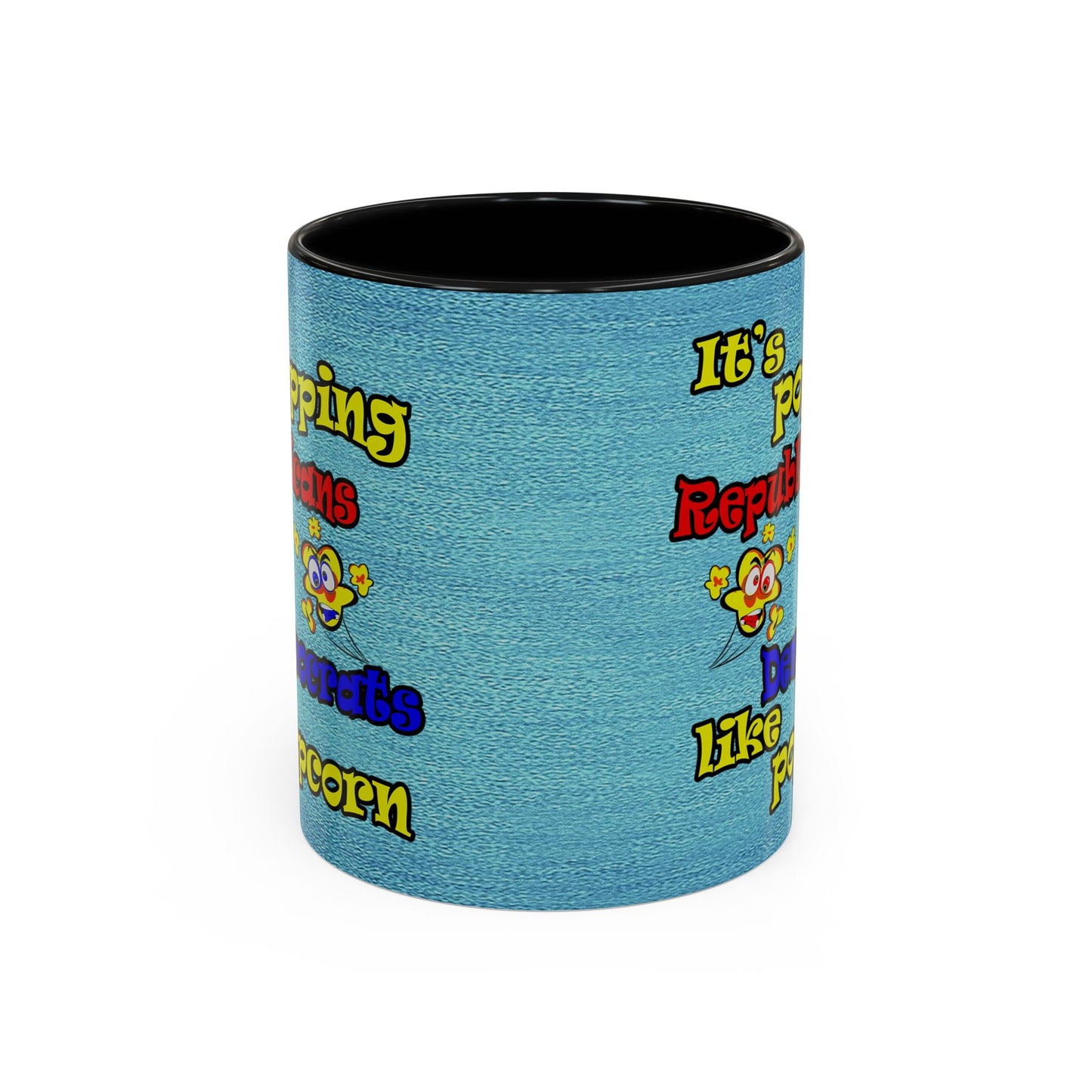 popping like popcorn - Accent Mug (faded dark blue)