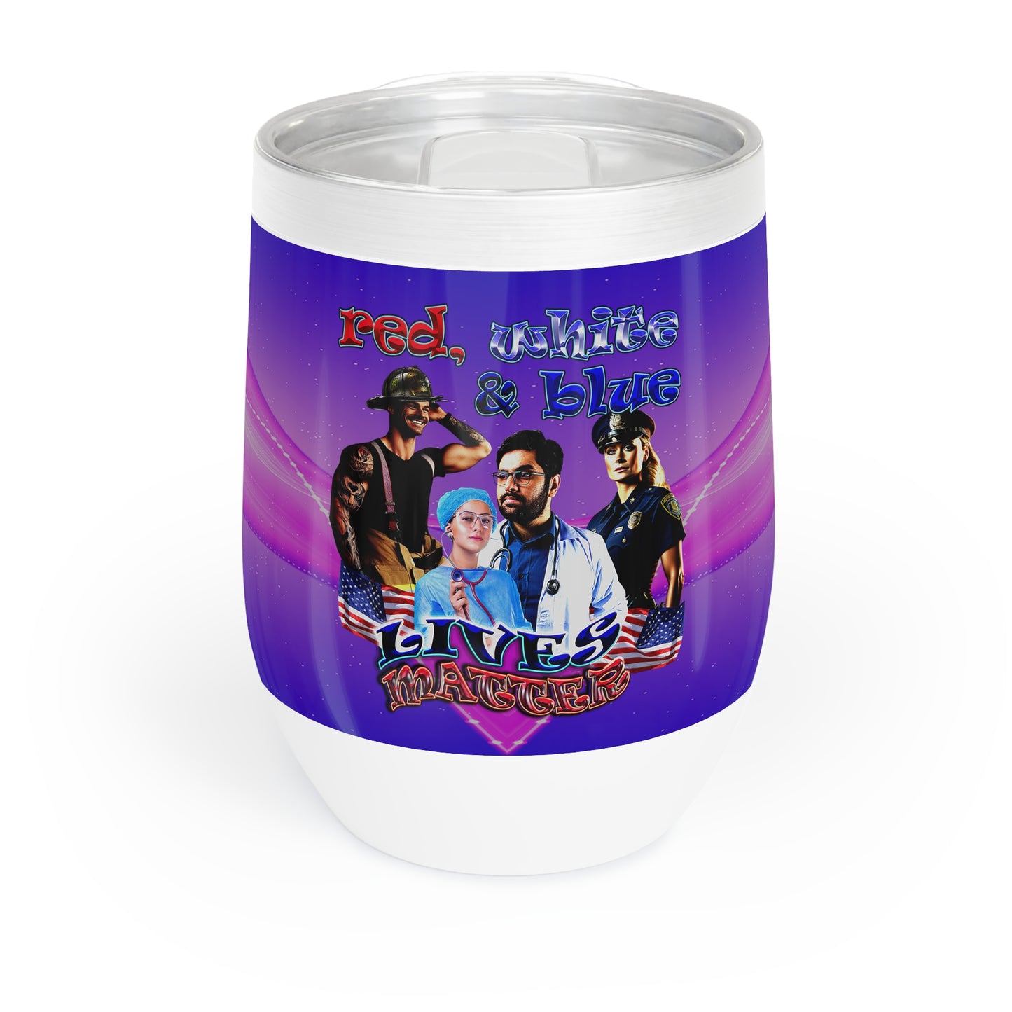 rw&b lives matter - Chill Wine Tumbler (purple-pink wave)