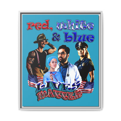 rw&b lives matter - framed canvas art (turquoise)
