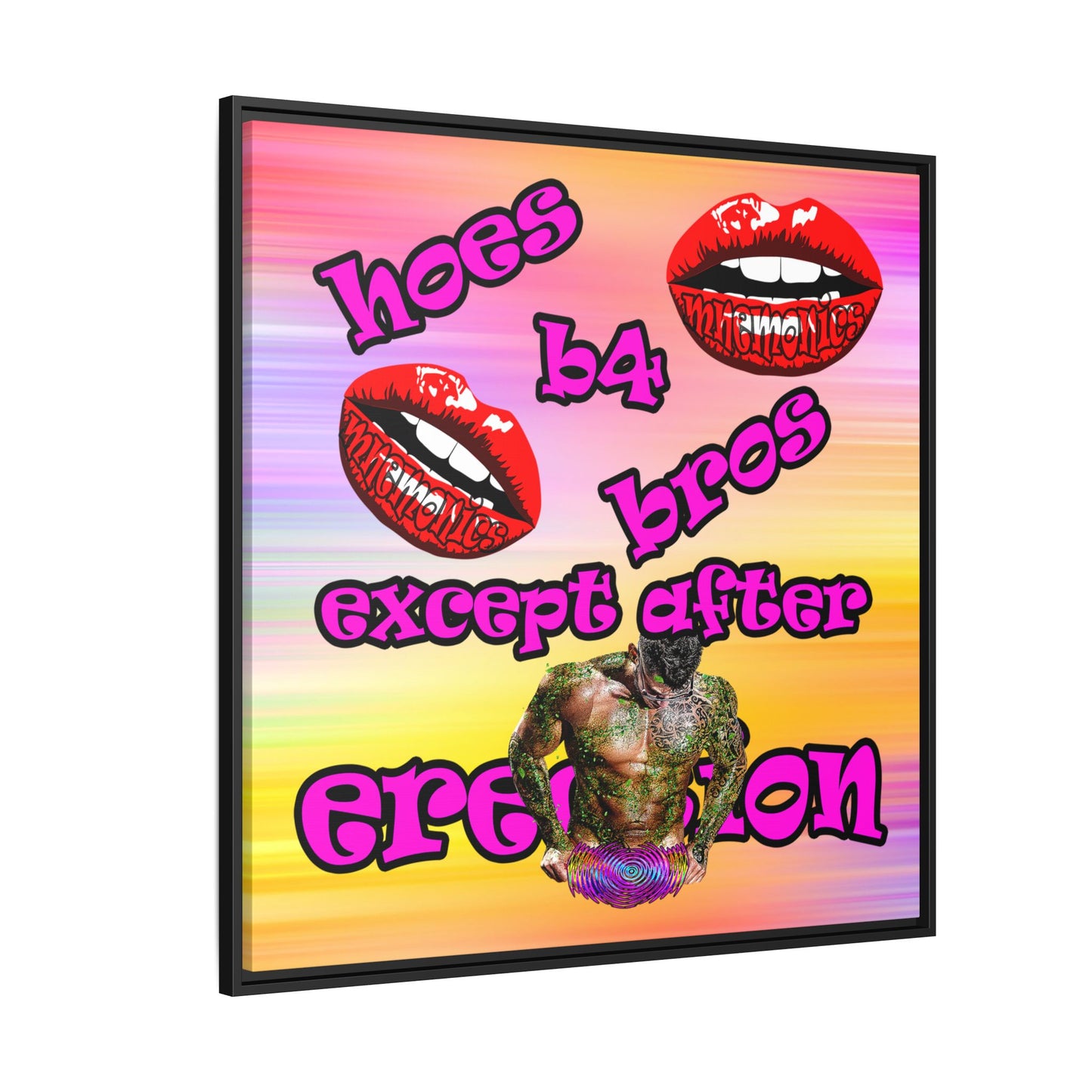 hoes b4 bros - framed canvas art (color blur)