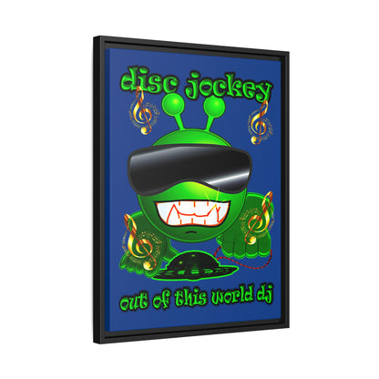 disc jockey - framed canvas art (dark blue)