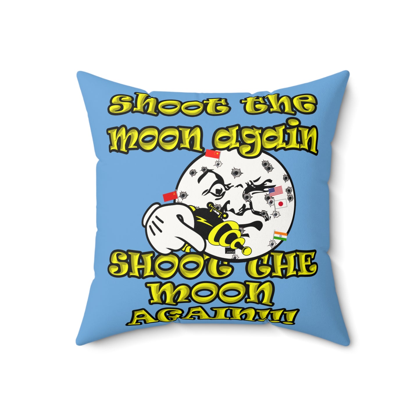 shoot the moon again - Faux Suede Square Pillow - (light blue)