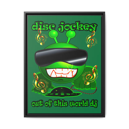 disc jockey - framed canvas art (dark green)