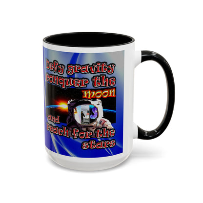 defy conquer reach - Accent Mug (blue-white wave)