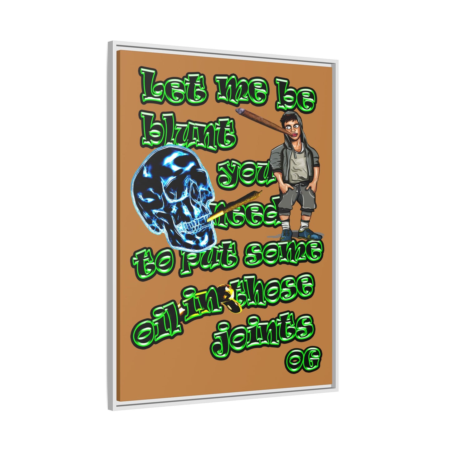 og - framed canvas art (light brown)