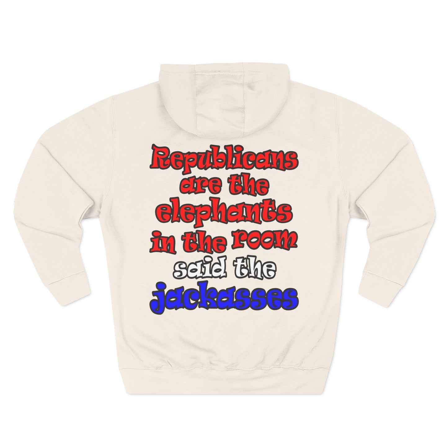 donkeys and elephants - Three-Panel Fleece Hoodie