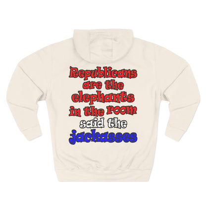 donkeys and elephants - Three-Panel Fleece Hoodie