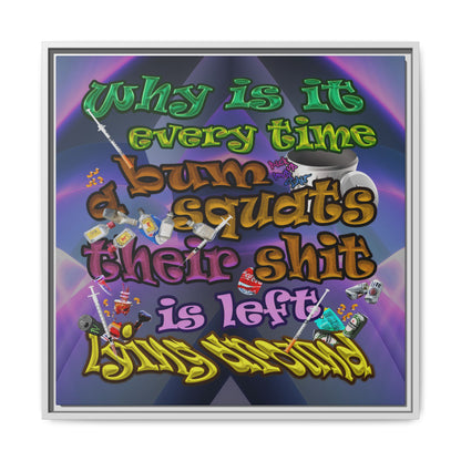 the bum's shit - framed canvas art (grey-pink wave)