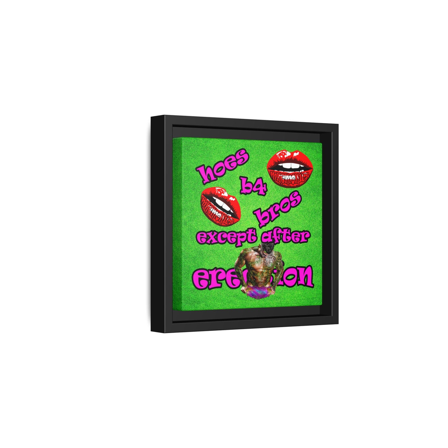 hoes b4 bros - framed canvas art (green turf)
