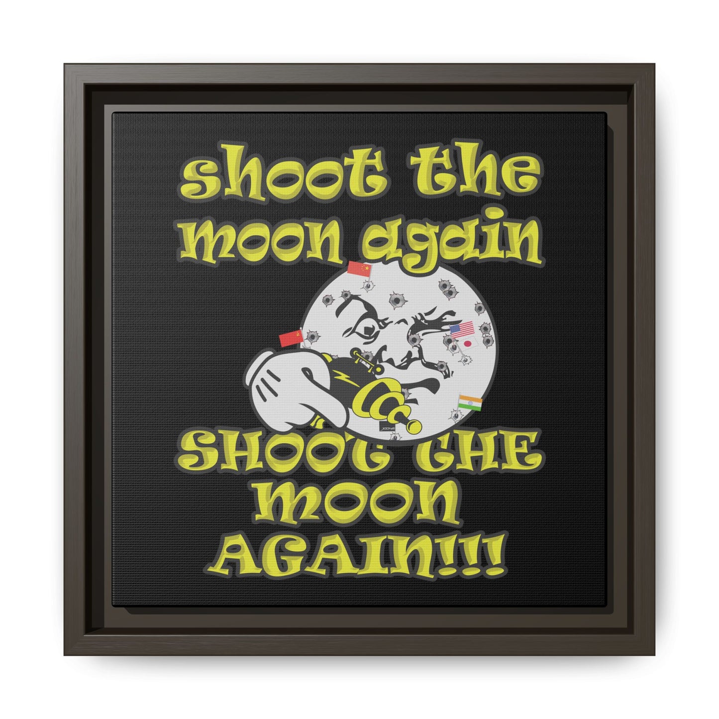 shoot the moon again - framed canvas art (black)