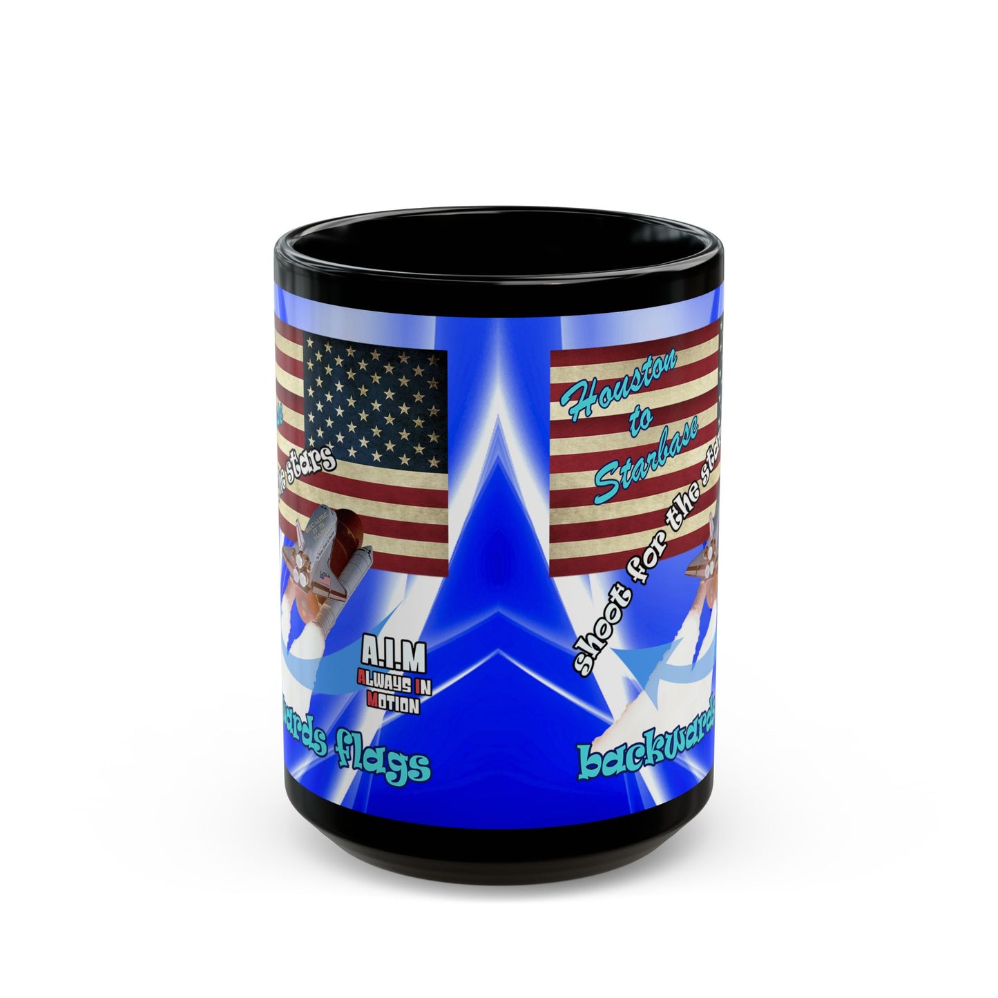 shoot for the stars - Black Mug (blue-white wave)