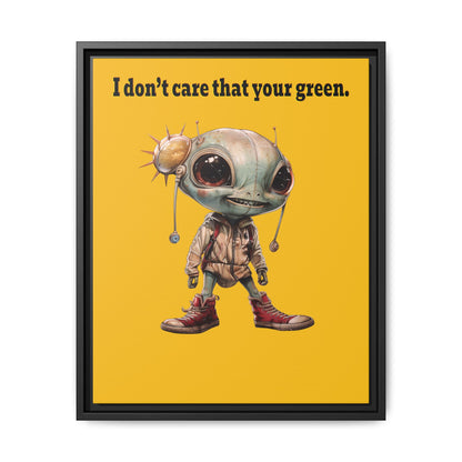 I don't care that your green - framed canvas art (yellow)