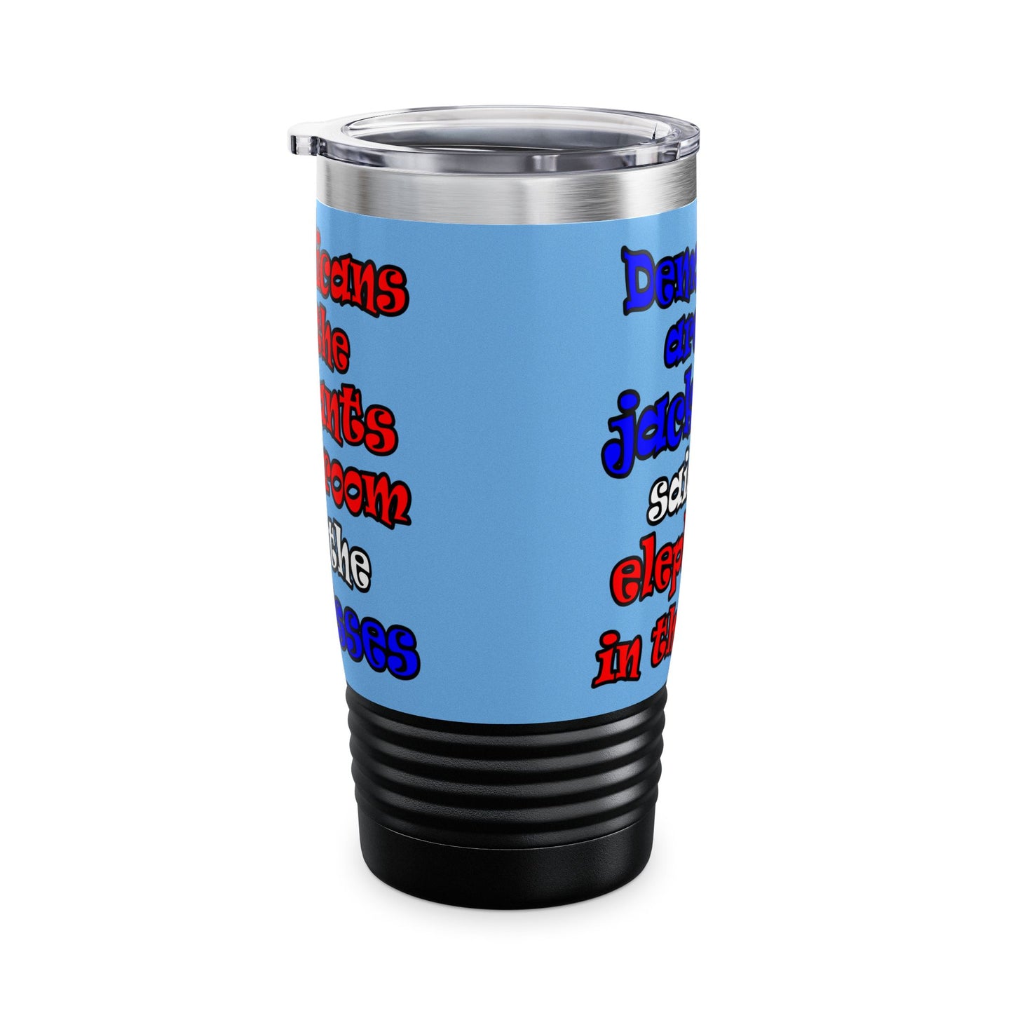 donkeys and elephants - Ringneck Tumbler, 20oz (light blue)