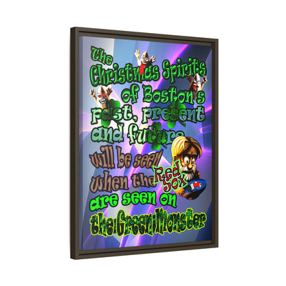 christmas spirits of boston - framed canvas art (grey-pink wave)