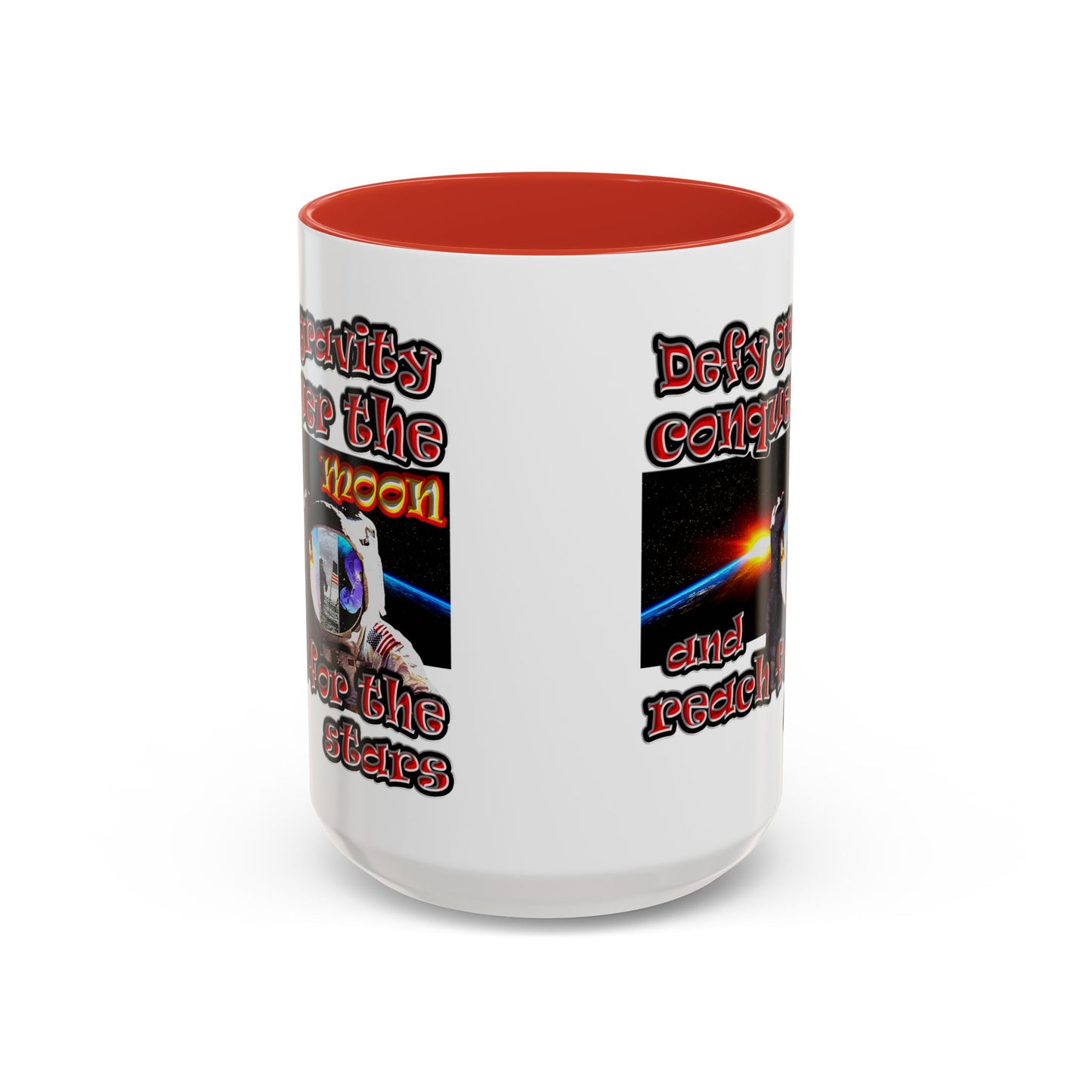 defy conquer reach - Accent Mug (white)
