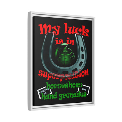 my luck - framed canvas art (black)