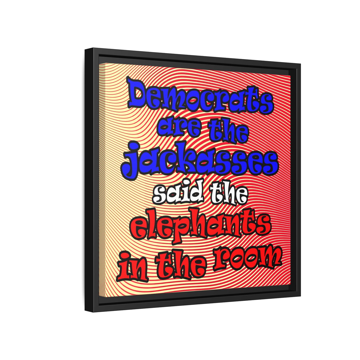 donkeys and elephants - framed canvas art (yellow-orange wave)