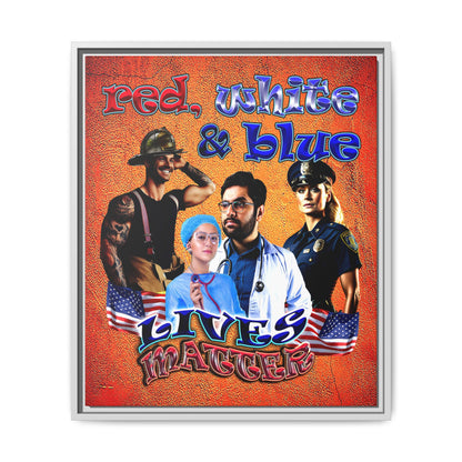 rw&b lives matter - framed canvas art (burnt orange)
