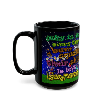 the bum's shit - Black Mug ('snoops' background)