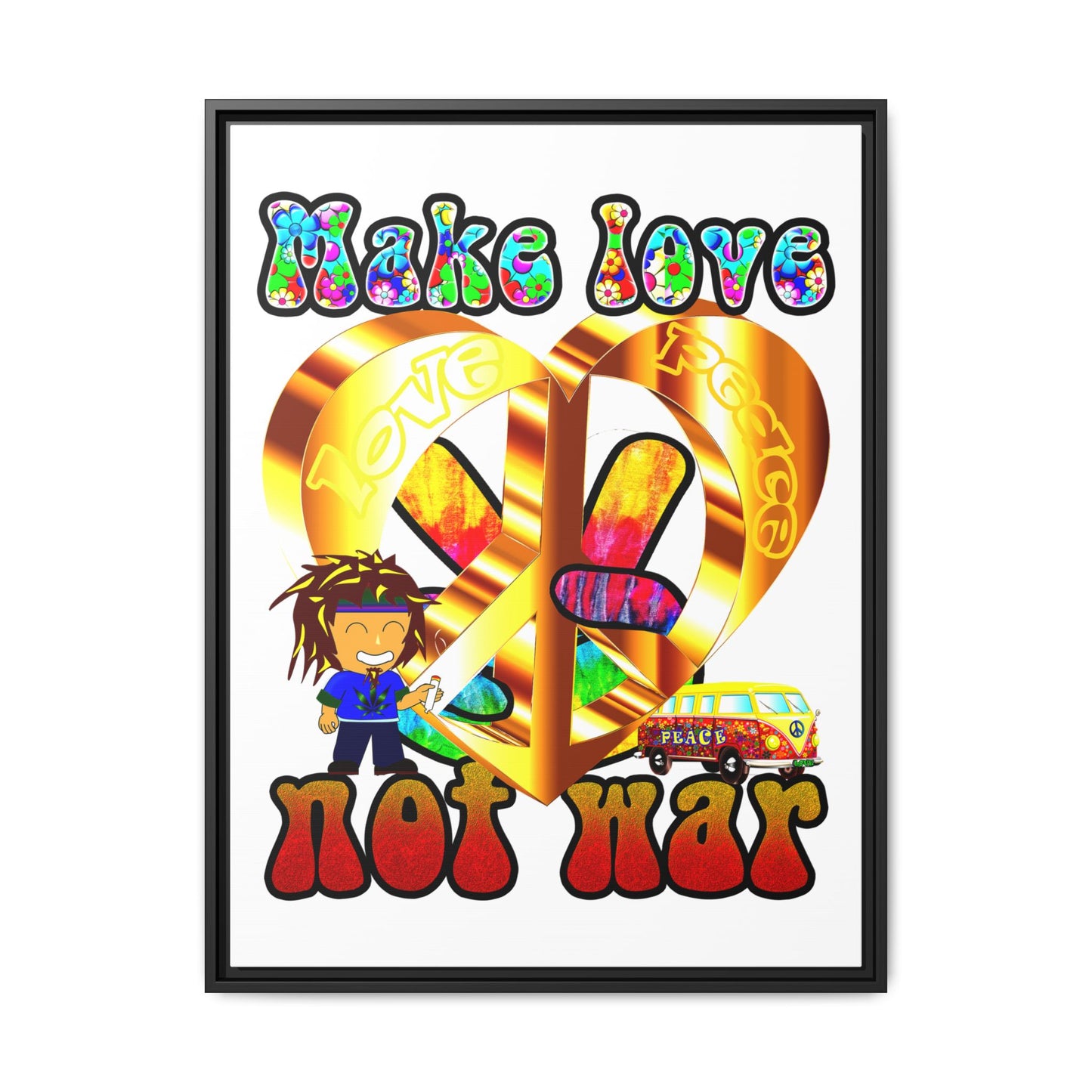 love peace - framed canvas art (white)