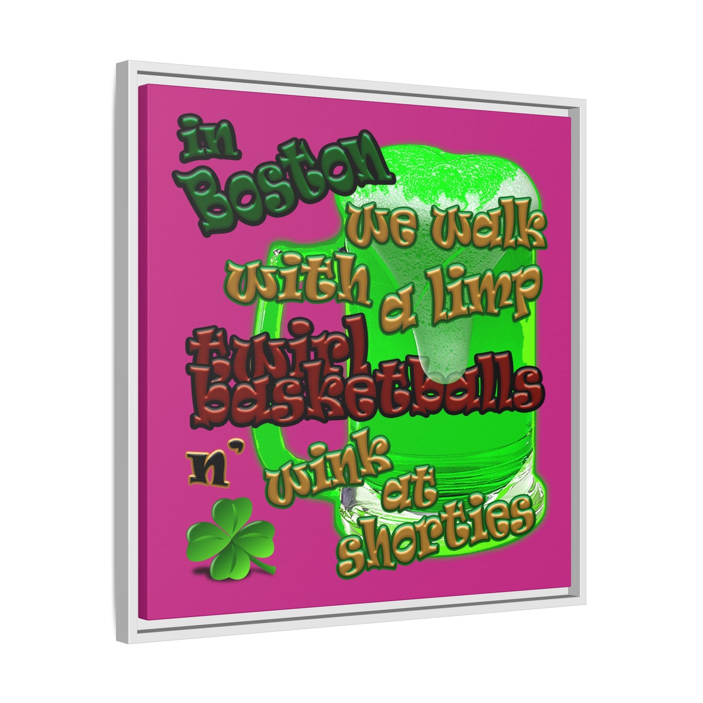 celtics logo - framed canvas art (pink)