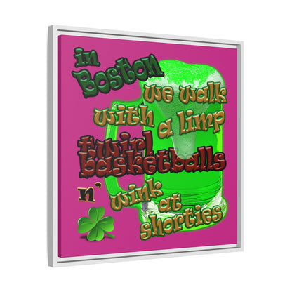 celtics logo - framed canvas art (pink)