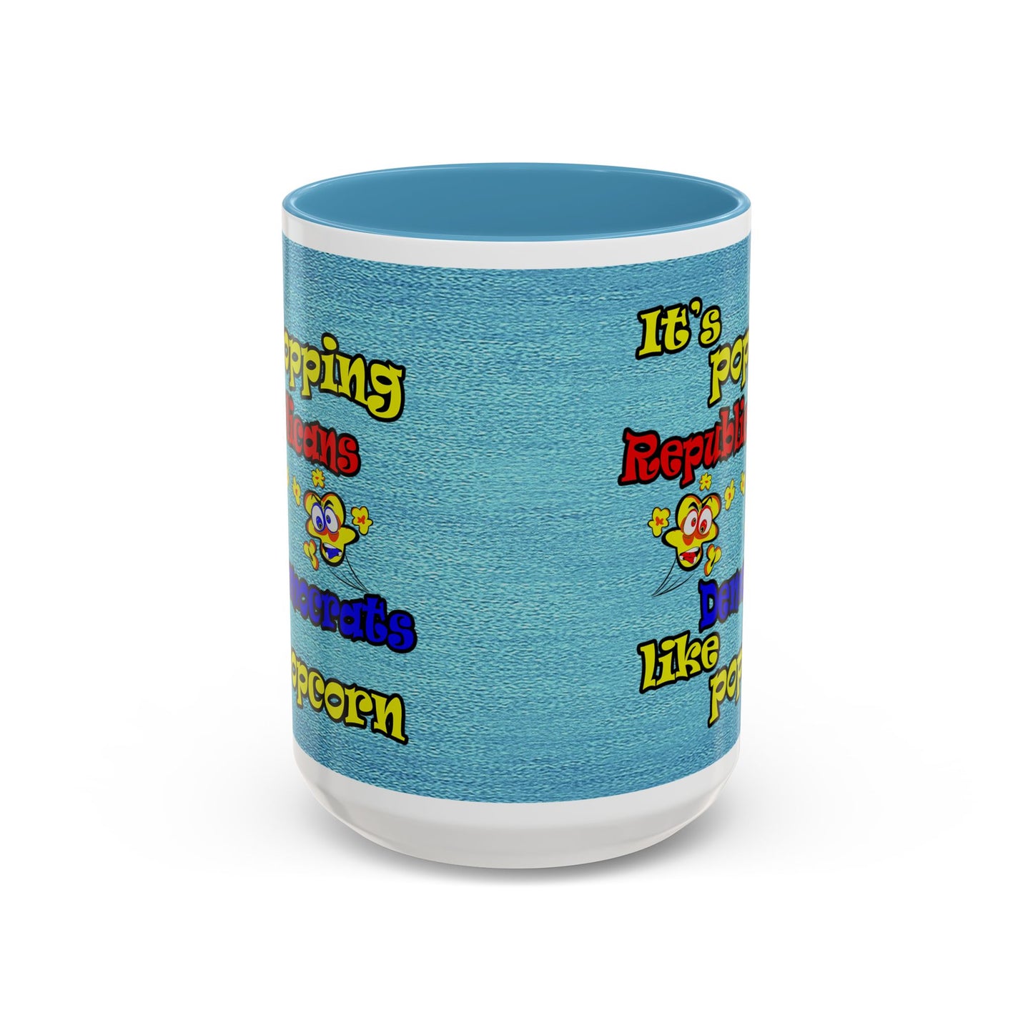 popping like popcorn - Accent Mug (faded dark blue)